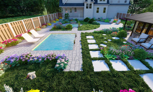 Design backyard front yard garden pool patio deck terrace 3d landscape rendering