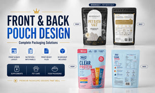 Design premium pouch bag packaging with front and back layout