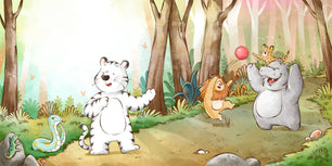 Draw cute character illustrations in cartoon watercolor style