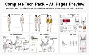 I will make your professional fashion tech pack for production
